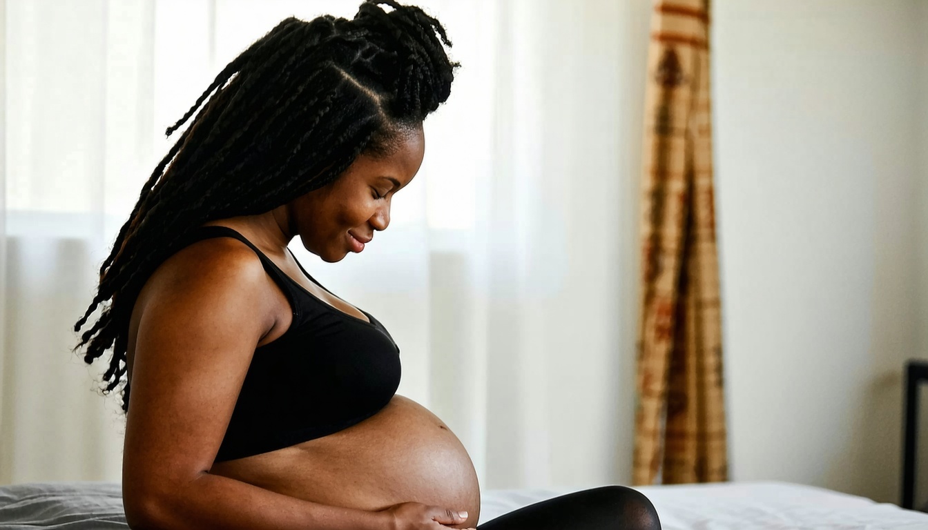 A serene image of a pregnant woman consulting with